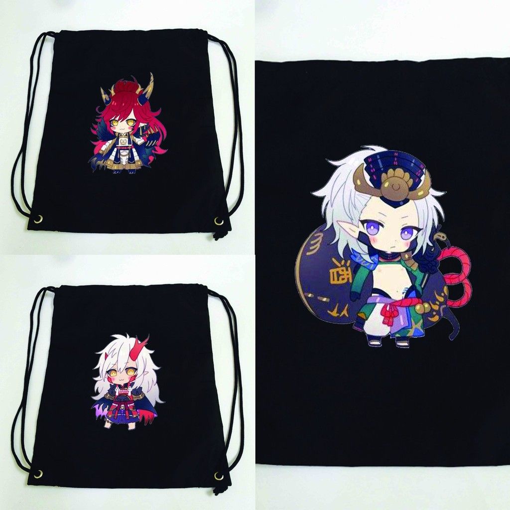 Balo dây rút đen in hình ÂM DƯƠNG SƯ Onmyoji game anime chibi túi rút đi học xinh xắn thời trang