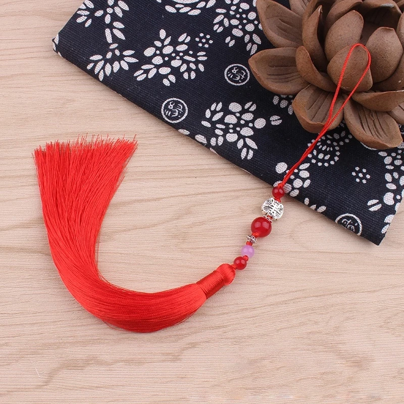 Dây tua rua gắn ngọc nhiều màu mặt bạc đeo hông treo quạt sáo phong cách cổ trang xinh xắn dễ thương phụ kiện