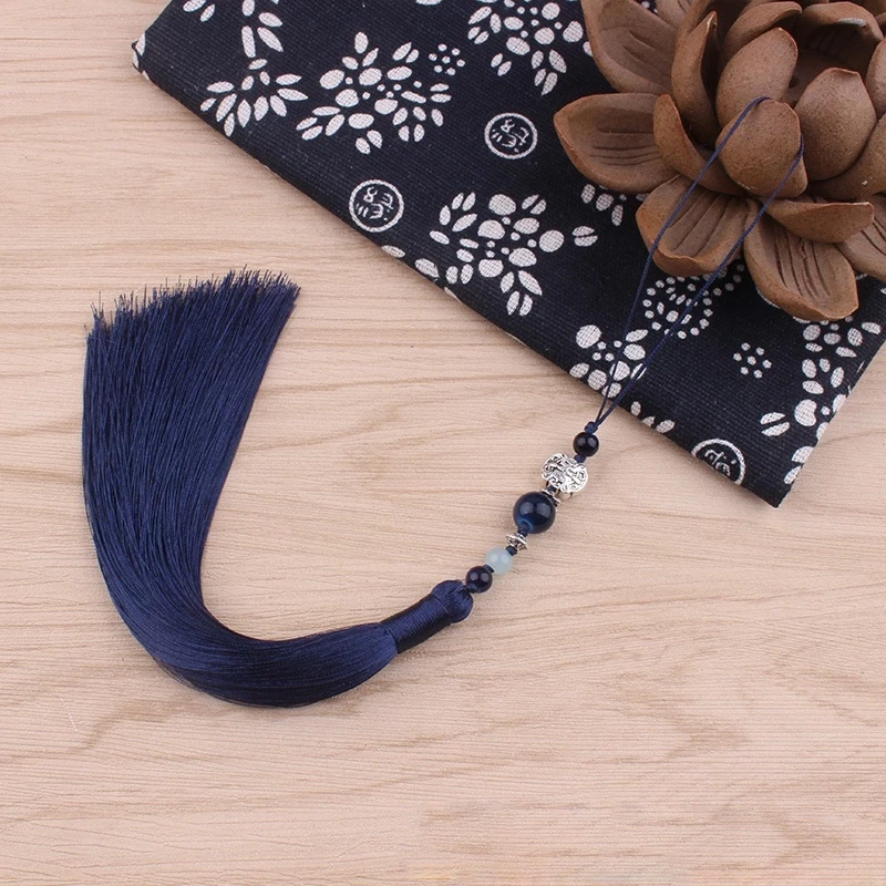 Dây tua rua gắn ngọc nhiều màu mặt bạc đeo hông treo quạt sáo phong cách cổ trang xinh xắn dễ thương phụ kiện