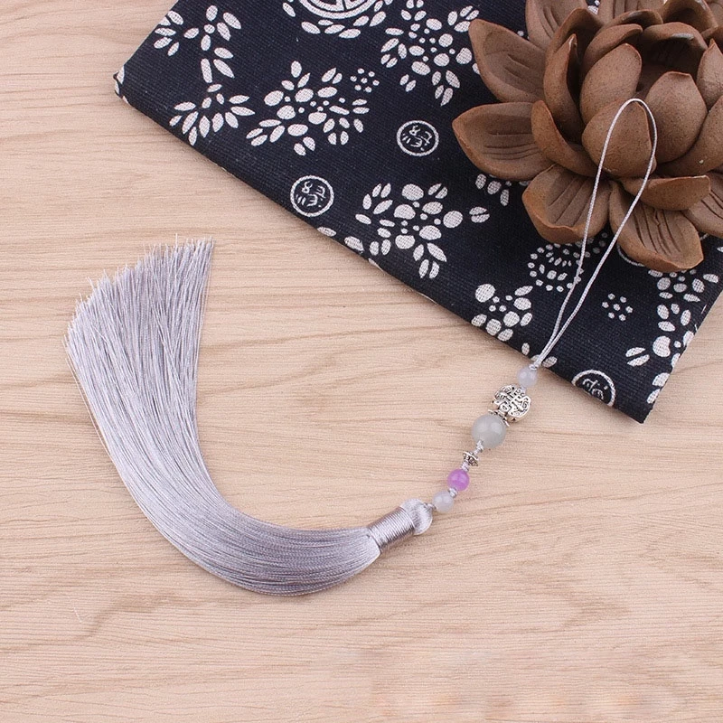 Dây tua rua gắn ngọc nhiều màu mặt bạc đeo hông treo quạt sáo phong cách cổ trang xinh xắn dễ thương phụ kiện