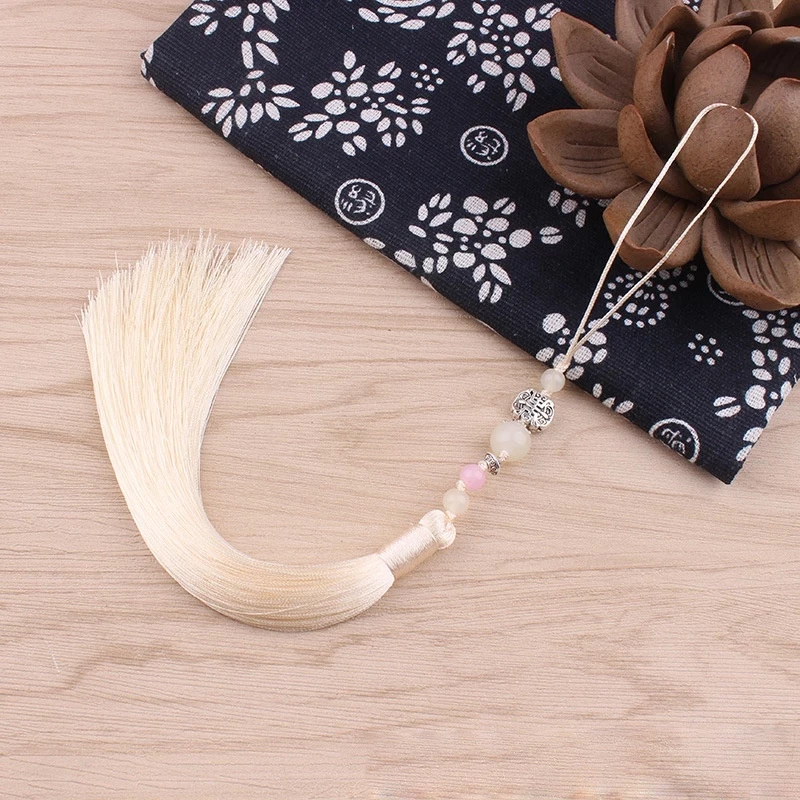 Dây tua rua gắn ngọc nhiều màu mặt bạc đeo hông treo quạt sáo phong cách cổ trang xinh xắn dễ thương phụ kiện