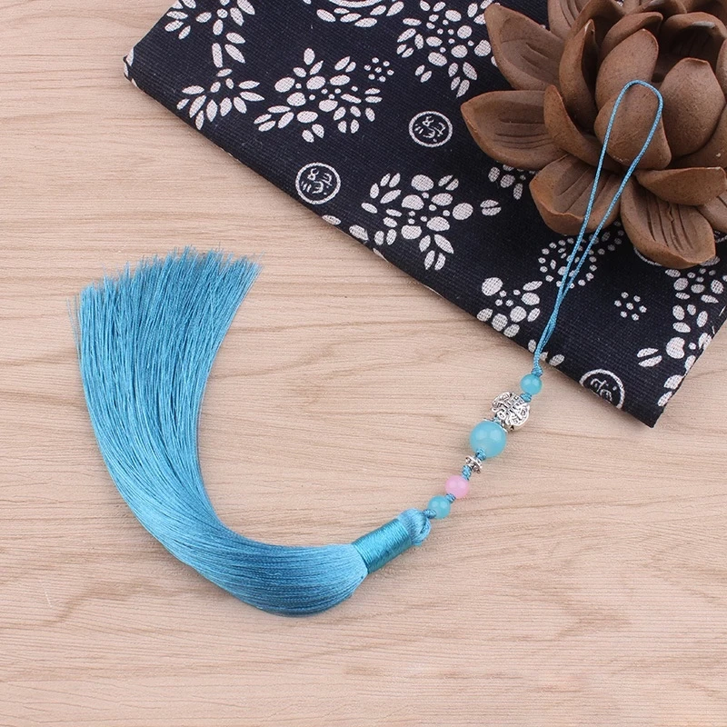 Dây tua rua gắn ngọc nhiều màu mặt bạc đeo hông treo quạt sáo phong cách cổ trang xinh xắn dễ thương phụ kiện