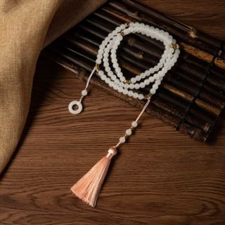 Dây Chuyền Hạt Lưu Ly Vòng Cổ Chuỗi Hạt Xanh Dài Phong Cách Trung Hoa Cổ Điển Mới Cho Nữ Tua Rua