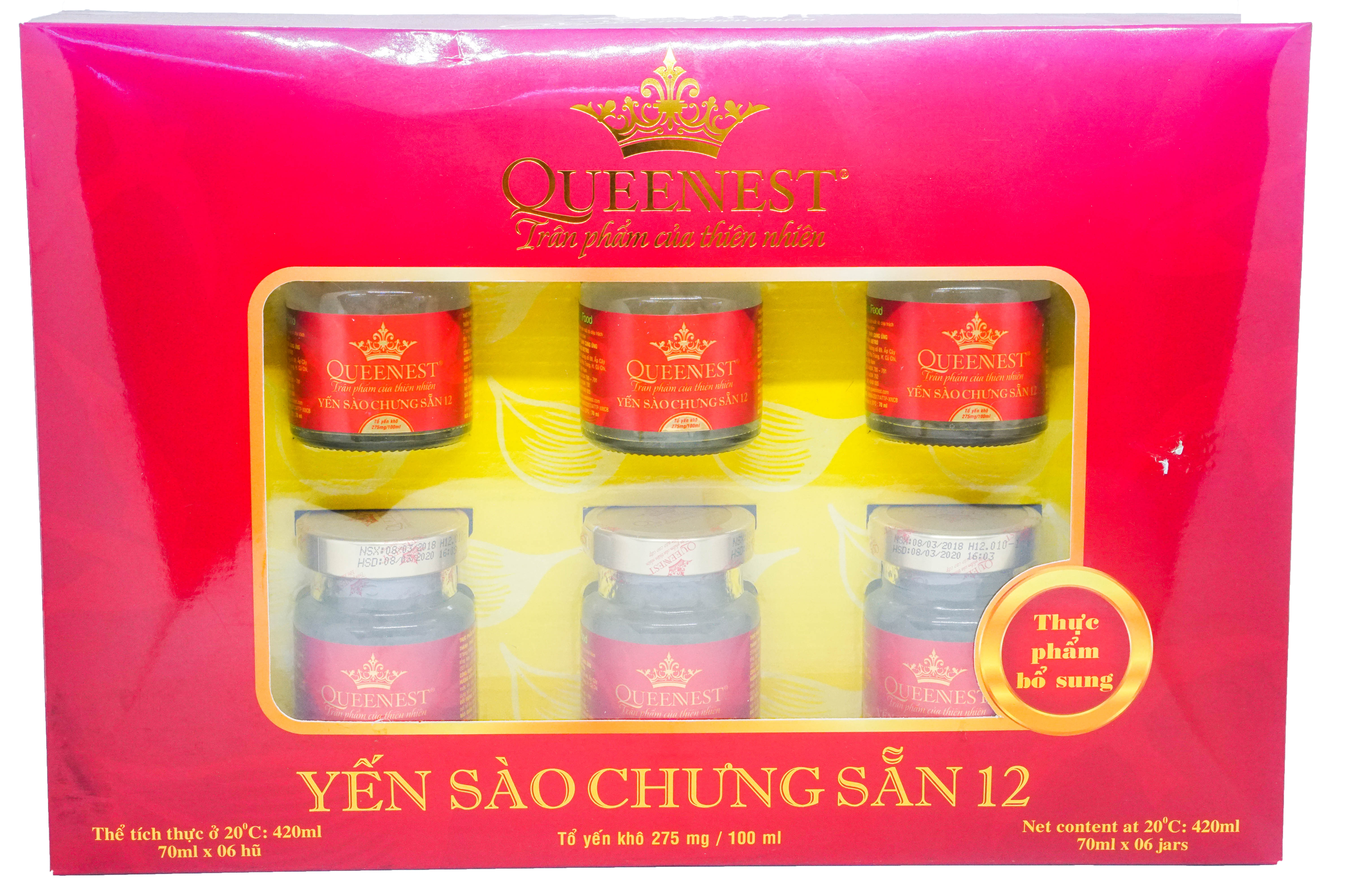 Queennest 12% hộp quà 6 hủ 70ml