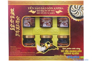 Hộp 6 hũ Yến Sào Sài Gòn Anpha - Tổ yến chưng sẵn (10%) - Hương sâm