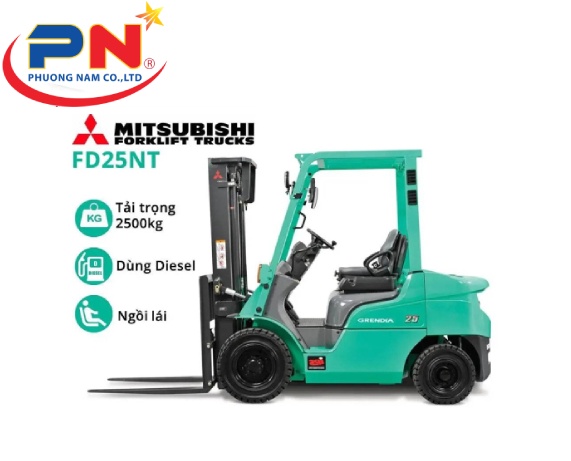 Cho Thuê Xe nâng hàng 2.5 Tấn Mitsubishi FD25NT