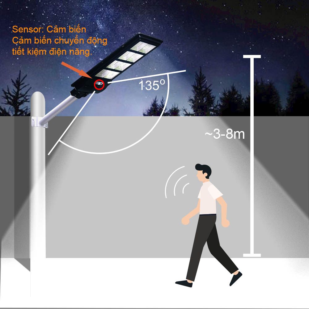 Đèn Đường Năng Lượng Liền Thể Có Chức Năng Cảm Biến Chuyển Động