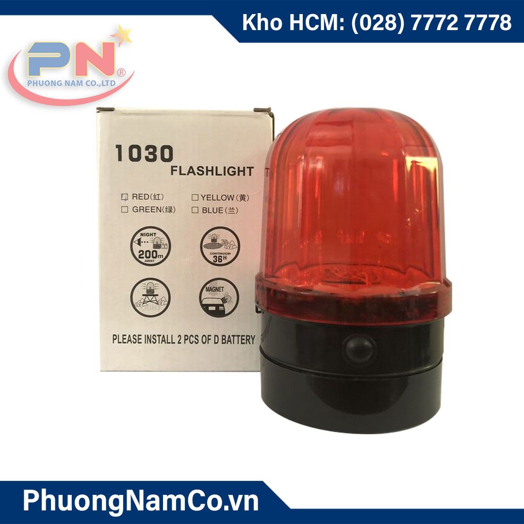 ĐÈN QUAY CẢNH BÁO NAM CHÂM DÙNG PIN 1030