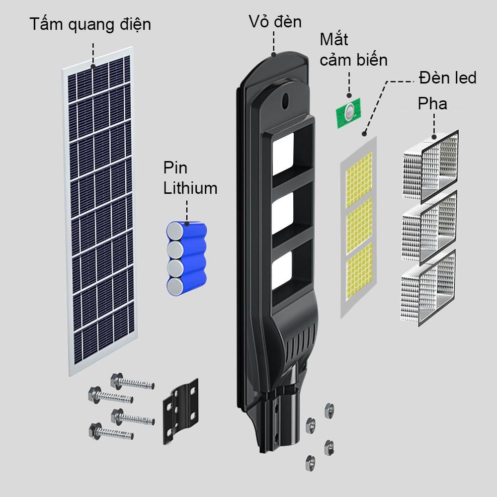 Đèn Đường Năng Lượng Mặt Trời 90W (Liền Thể)