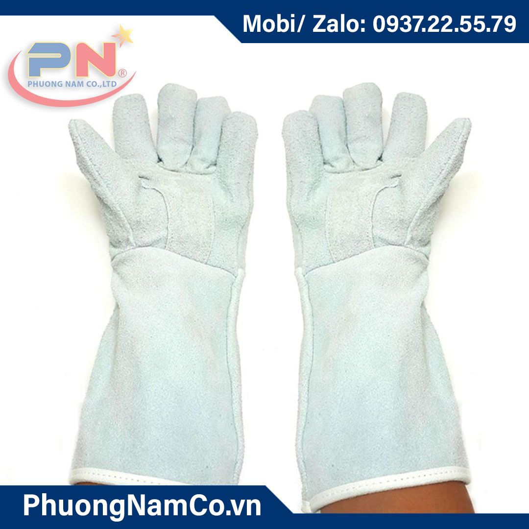 Welding Gloves Cow Leather Gloves Heat Insulation and Heat Resistant Welding Leather Gloves Wear-resistant Welders Thickness Insurance Length Double Layer Heat Resistant Gloves