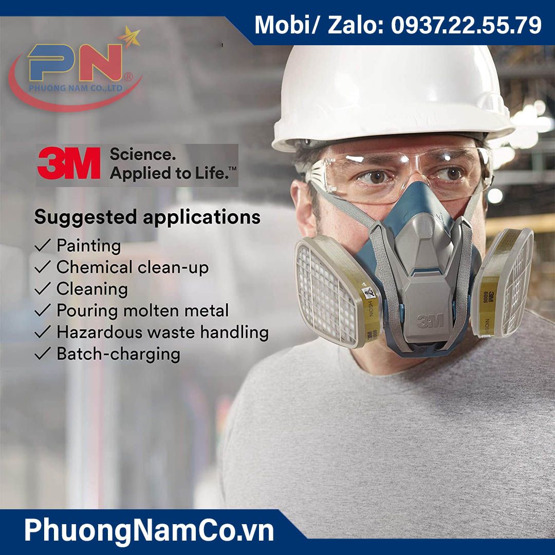 3M Respirator Cartridge 6006, 1 Pair, Helps Protect Against Organic Vapors, Acid Gases, Ammonia, Methylamine or Formaldehyde