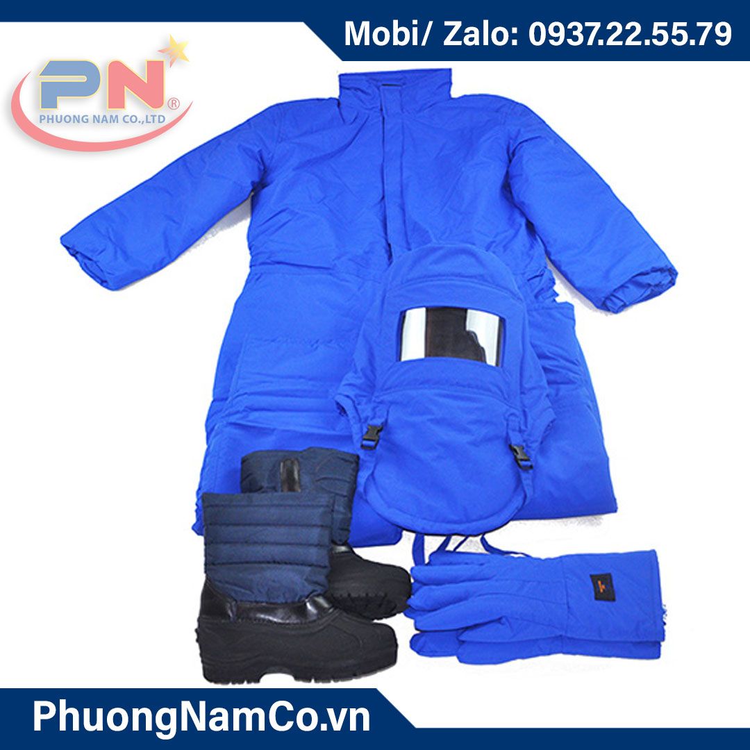 Cold room jumpsuit with negative temperature of 250 degrees, Protective hood, work gloves and work boots