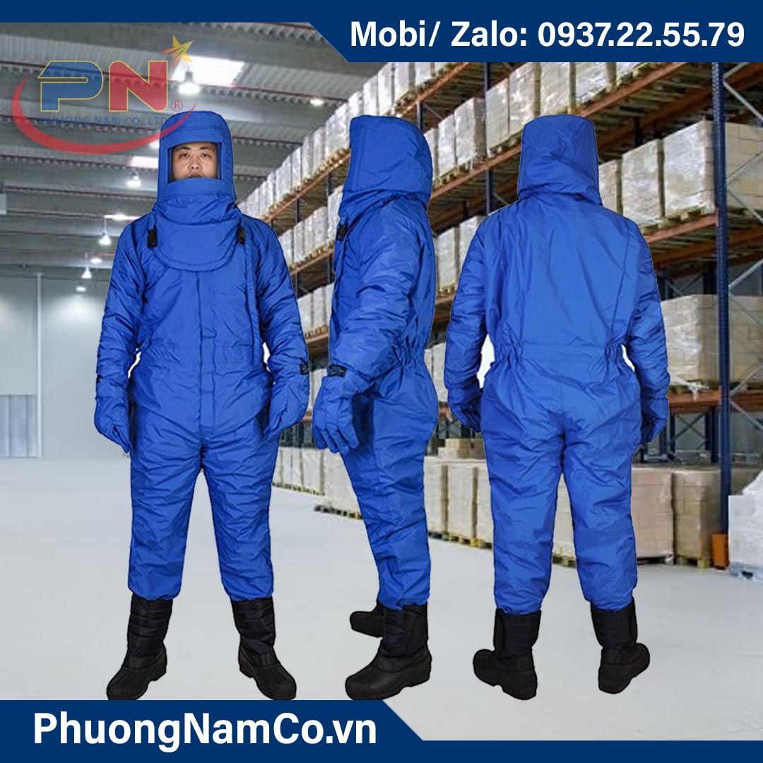 Cold room jumpsuit with negative temperature of 250 degrees, Protective hood, work gloves and work boots