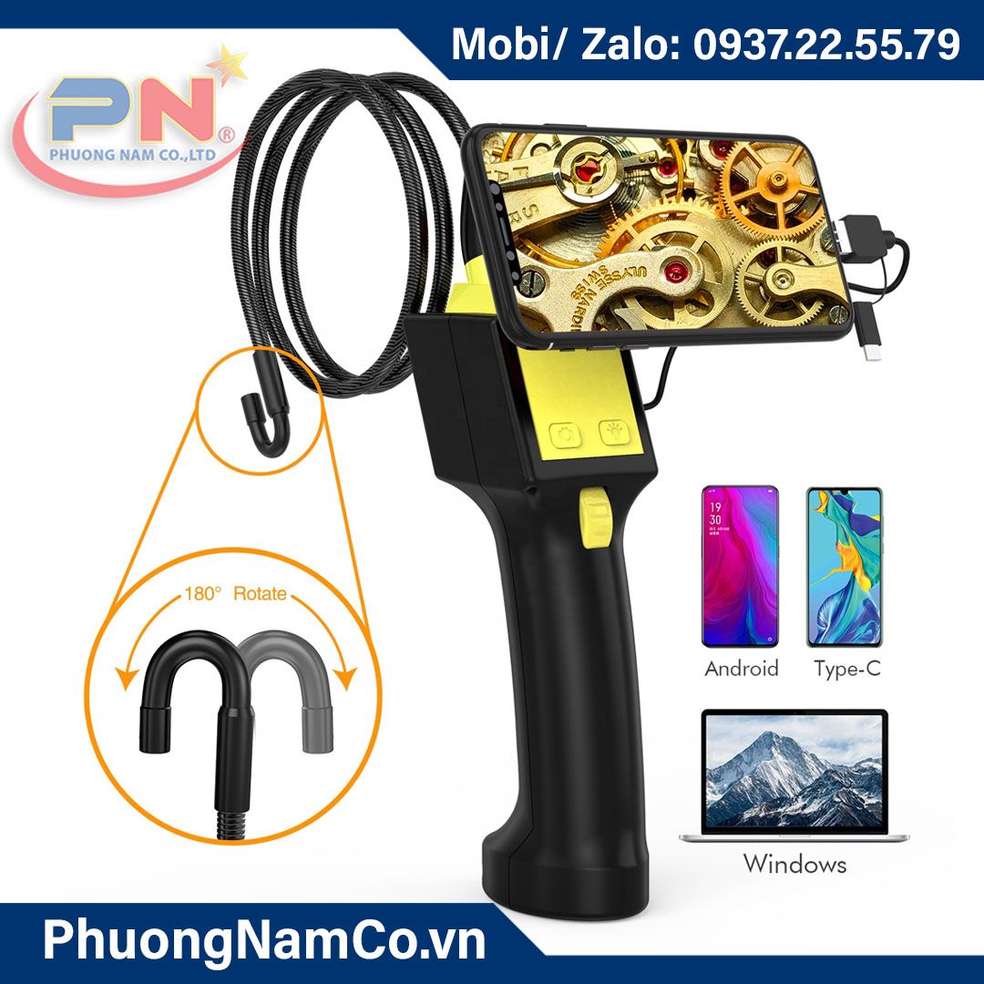 Multicam 805 3 IN 1 8.5mm 1MP 360 degree rotation rigid cable 1.5M industrial endoscope camera for Smartphone Android and PC