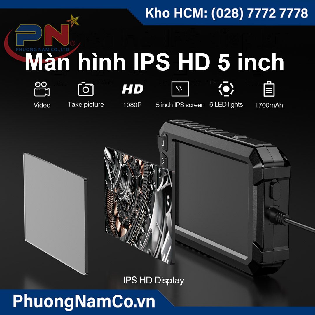 Camera Nội Soi Công Nghiệp Cầm Tay Multicam ALS5005 5 Inch IPS HD- camera kép 8mm-1080P