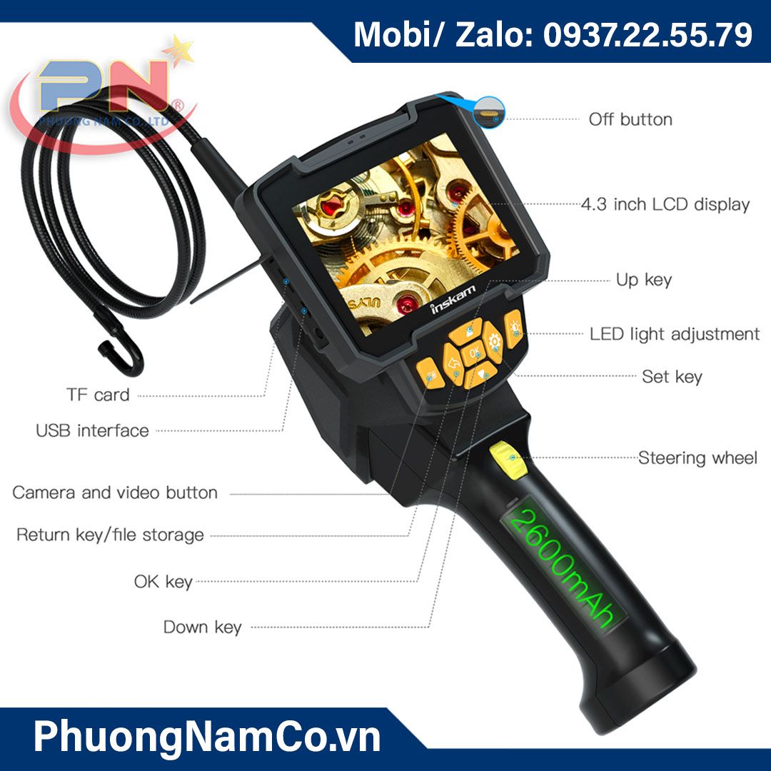 Multicam 805-P 8.5mm 1MP 360 degree rotation semi rigid cable 1.5M inspection endoscope camera engine borescope