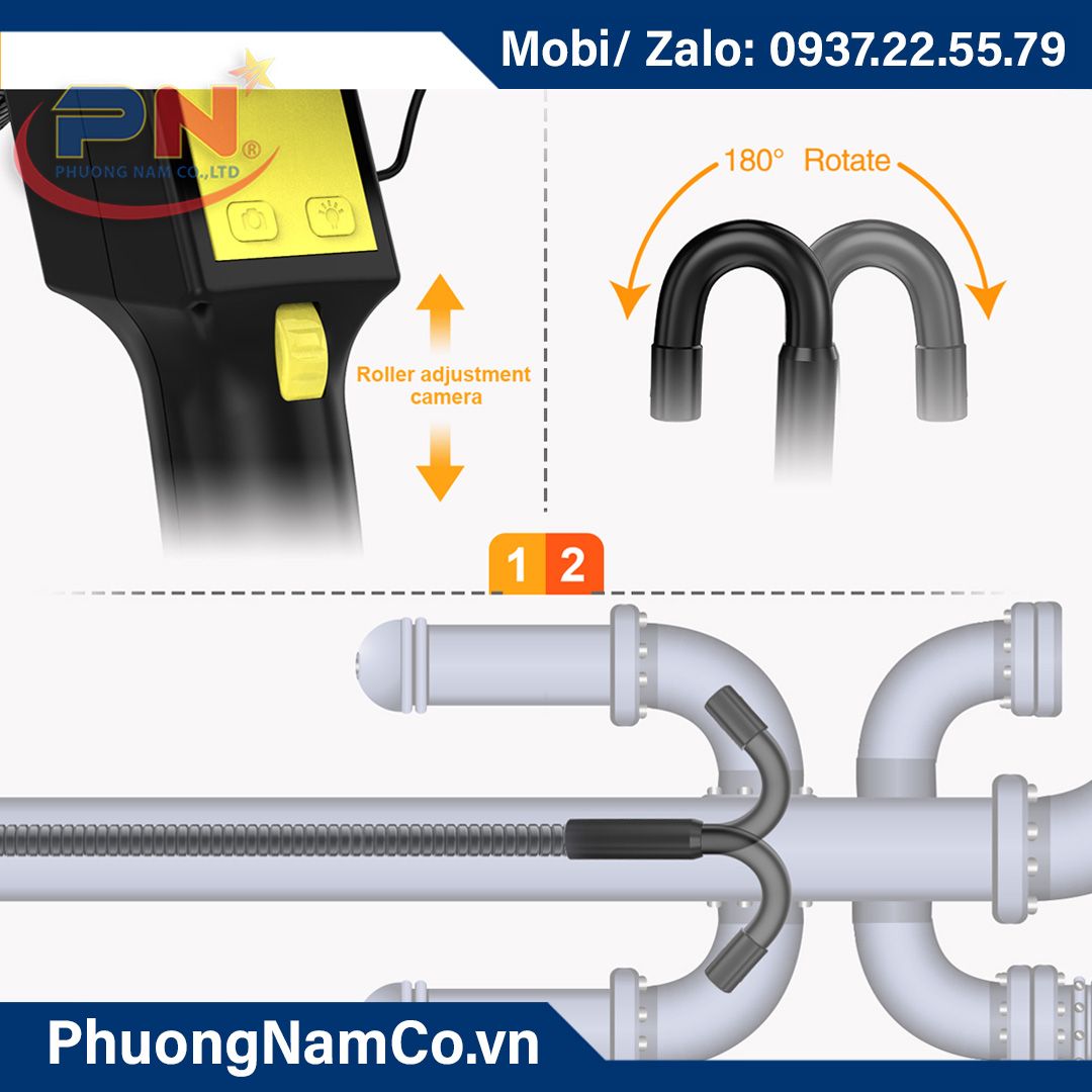 Multicam 805 3 IN 1 8.5mm 1MP 360 degree rotation rigid cable 1.5M industrial endoscope camera for Smartphone Android and PC