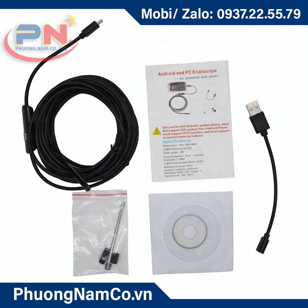 Multicam AN97 USB 720P 8mm 6LEDS Soft Cable Usb Snake Inspection Android Endoscope Camera