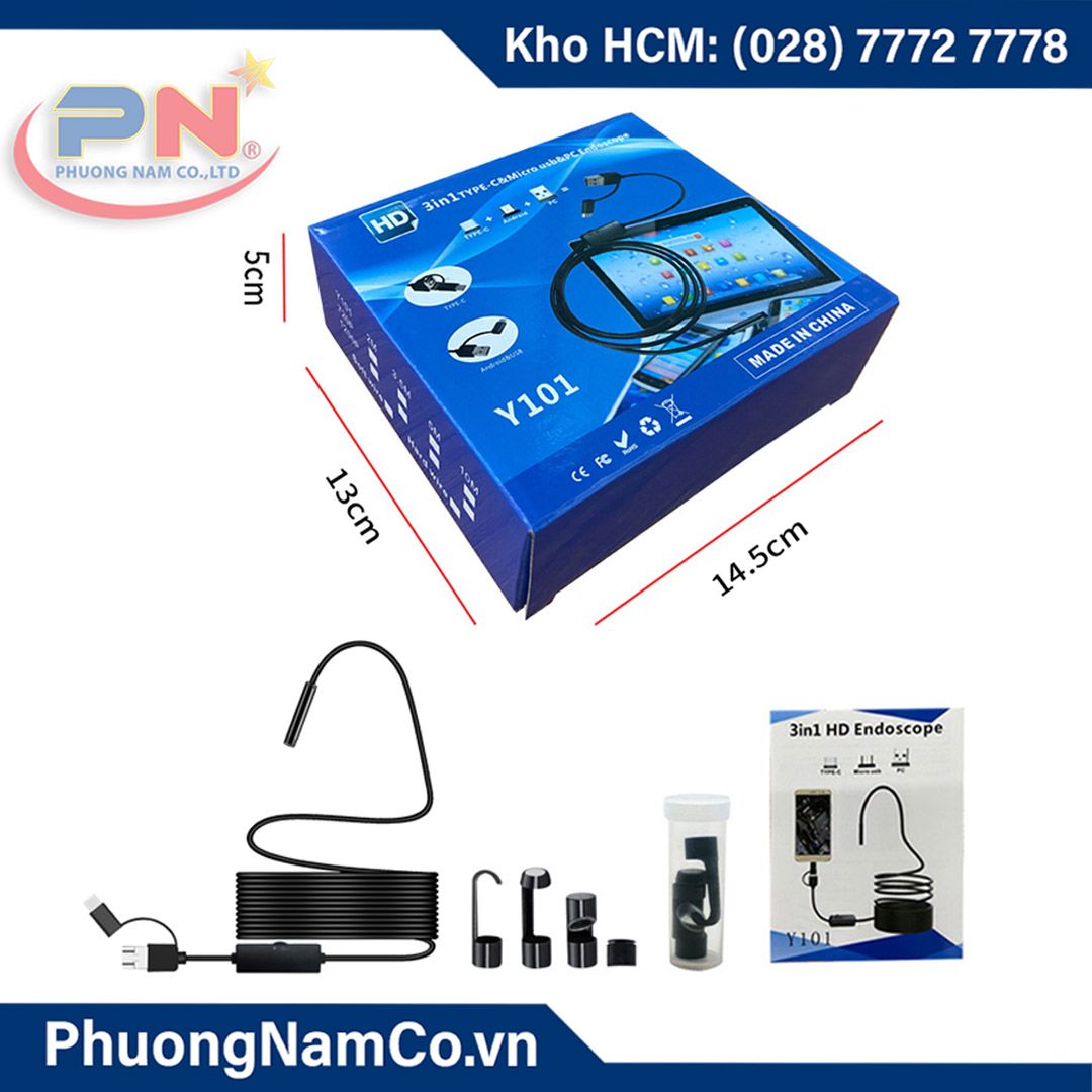 Camera Nội Soi Công Nghiệp Di Động 3 in 1 Multicam Y102 (Micro USB&USB&Type-C) 7mm-480P