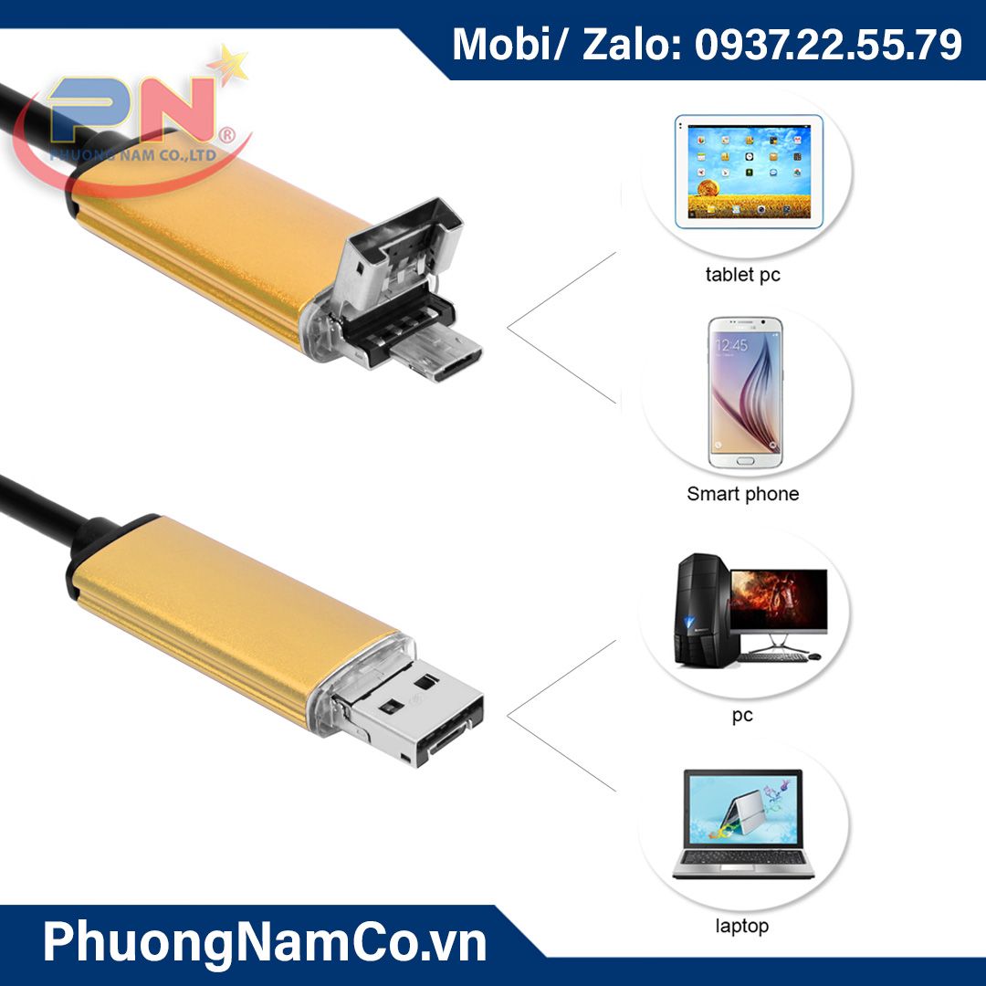 Multicam AN99 8mm 720P 2m Soft Cable Android Smartphone Endoscope 2 in 1 USB Inspection Camera HD IP67 Waterproof Snake