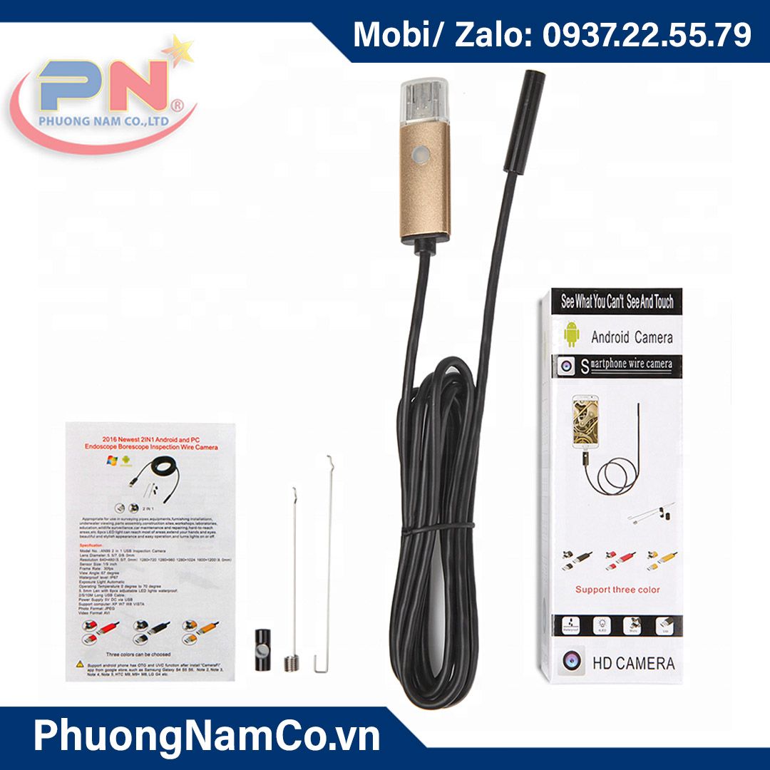 Multicam AN99 8mm 720P 2m Soft Cable Android Smartphone Endoscope 2 in 1 USB Inspection Camera HD IP67 Waterproof Snake