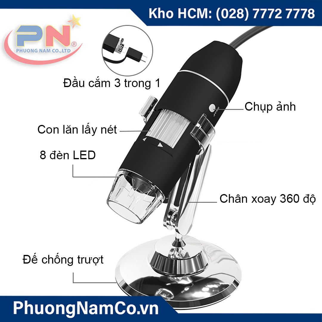 Kính Hiển Vi 3 in 1 Multicam 302 2MP 1000x