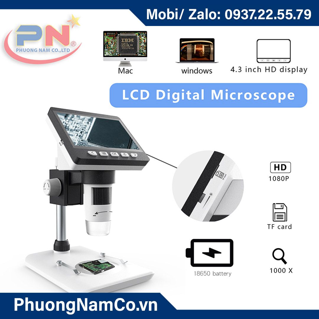 Multicam 307 4.3 inch LCD 1000X Magnification Digital Microscope 8 LED Handheld Microscope Camera for Repair Soldering Jewelry Biologic