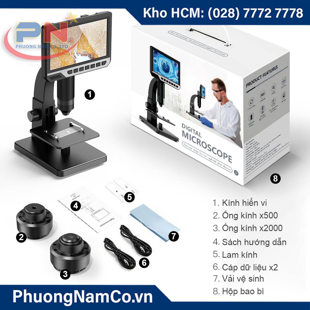 Kính Hiển Vi Điện Tử Multicam 315 12MP-2000x-7 inch IPS LCD