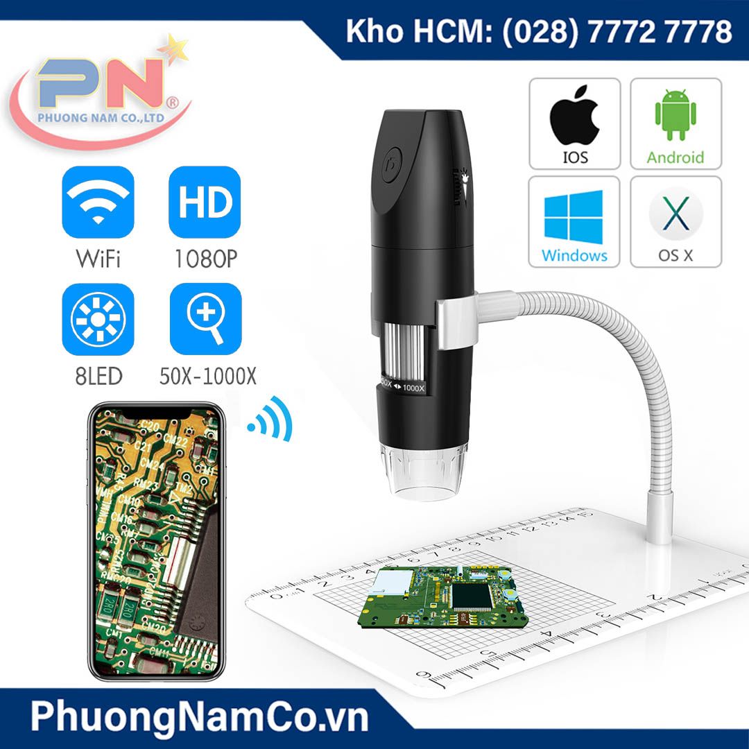 Kính Hiển Vi Điện Tử Wifi Multicam 316 1080P-2MP-8 LED