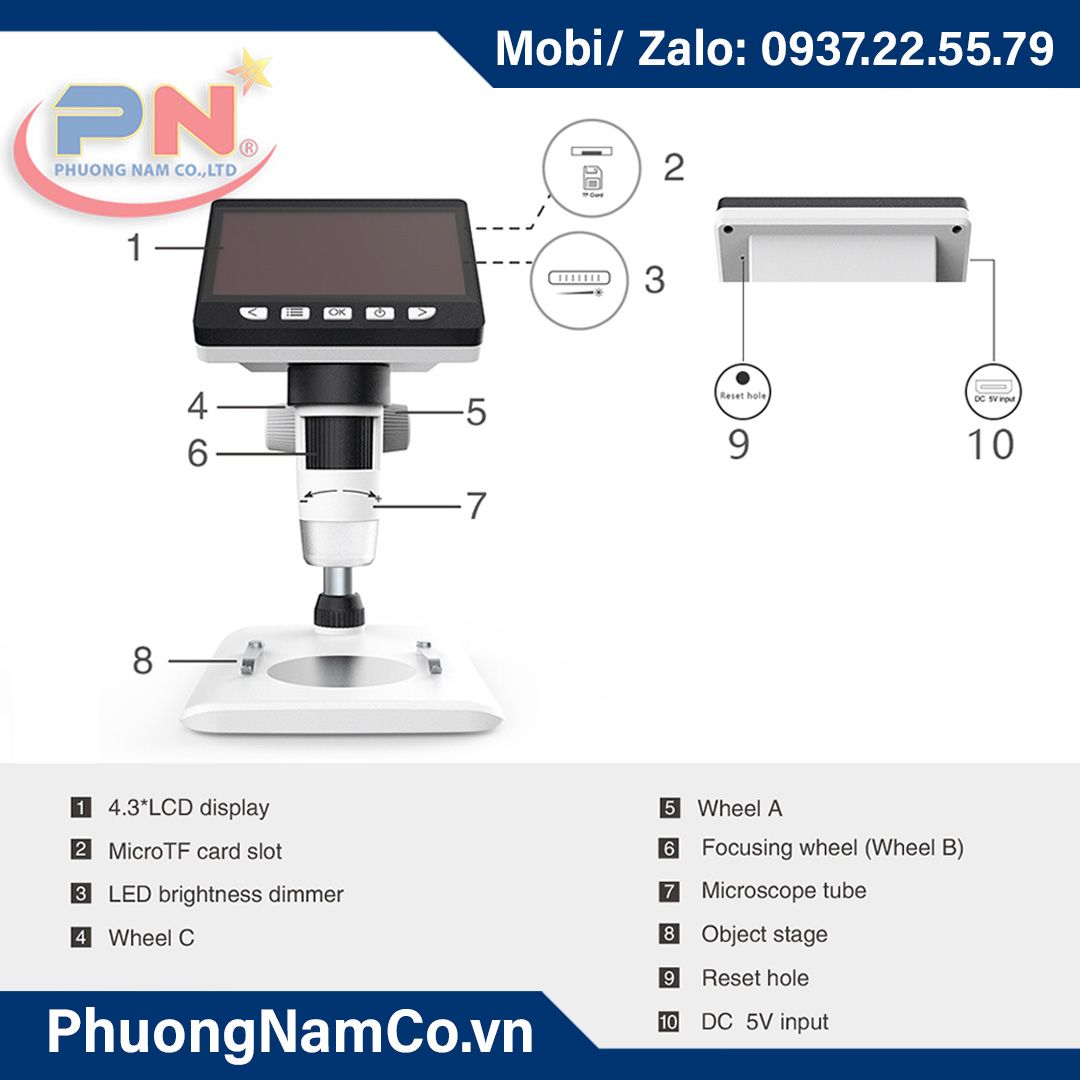 Multicam 307 4.3 inch LCD 1000X Magnification Digital Microscope 8 LED Handheld Microscope Camera for Repair Soldering Jewelry Biologic