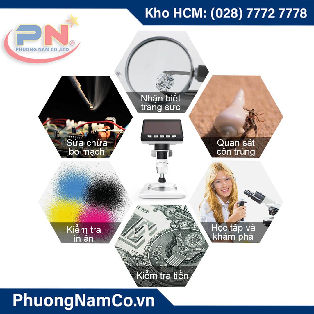 Kính Hiển Vi Kỹ Thuật Số 4,3 inch LCD-1080P-1000x Multicam 307