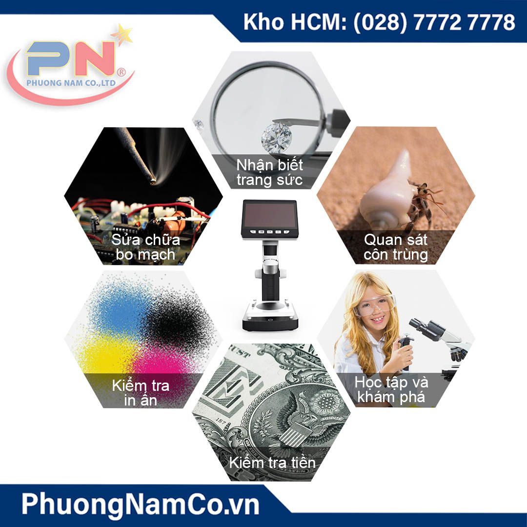 Kính Hiển Vi Kỹ Thuật Số HDMI 4,3 inch LCD-1080P-1000x Multicam 306