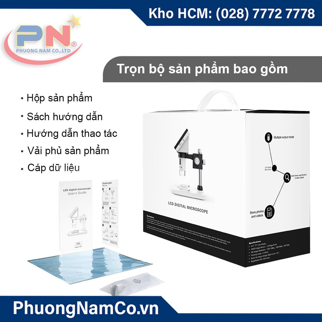 Kính Hiển Vi Kỹ Thuật Số 4,3 inch LCD-1080P-1000x Multicam 307