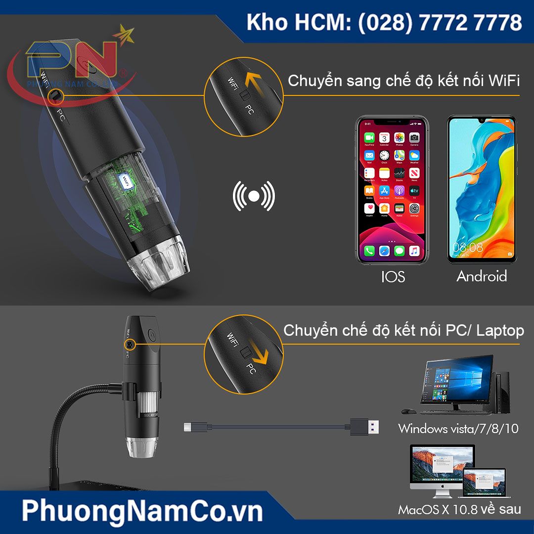 Kính Hiển Vi Điện Tử Wifi Multicam 316 1080P-2MP-8 LED