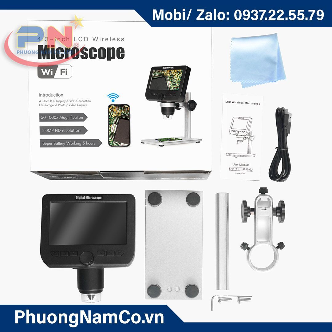 Multicam 317 1000X Magnification 4.3 inch HD LCD Screen Wifi Wireless Digital Microscope With Sucker Bracket