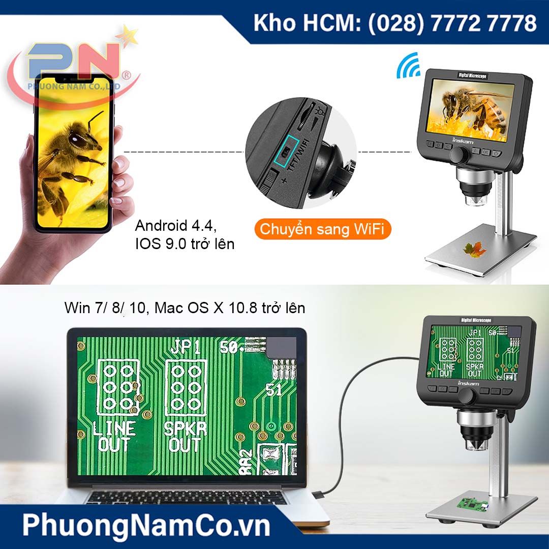 Kính Hiển Vi Điện Tử Wifi Multicam 317 Màn Hình 4,3 inch 1080P-2MP-1000x