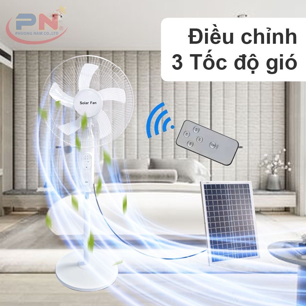 Quạt Tích Điện Năng Lượng Mặt Trời Cao Cấp (Kèm Điều Khiển)