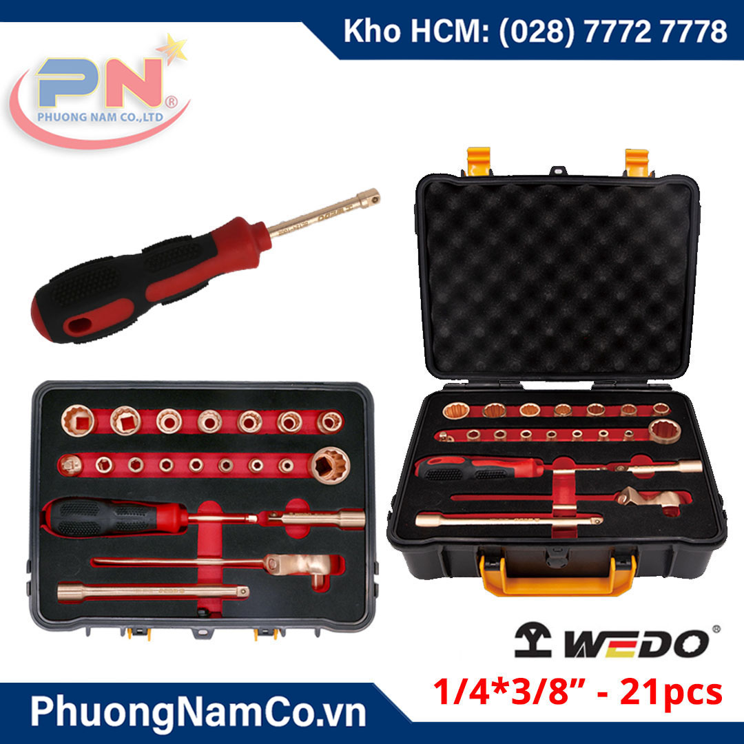 Bộ Đầu Khẩu Tuýp Chống Cháy Nổ 1/4'' * 3/8'' - Bộ 21 món