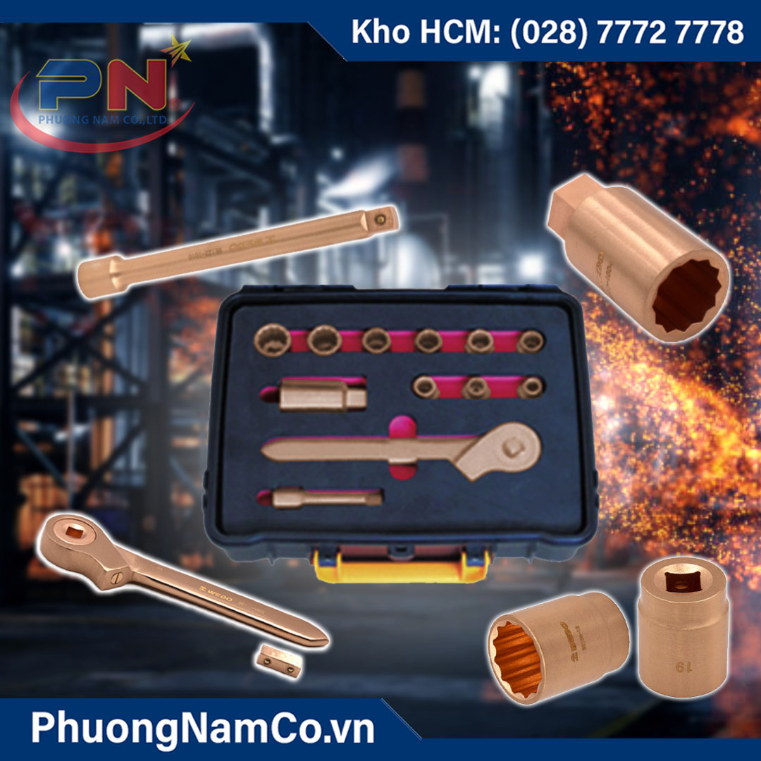 Bộ Đầu Khẩu Tuýp Chống Cháy Nổ 3/8'' - 13 món