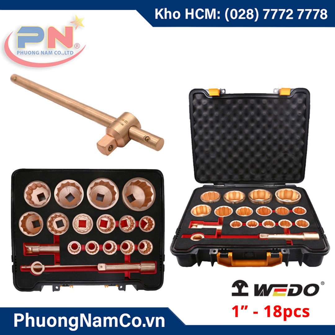 Bộ Đầu Khẩu Tuýp Chống Cháy Nổ 1'' - 18 món