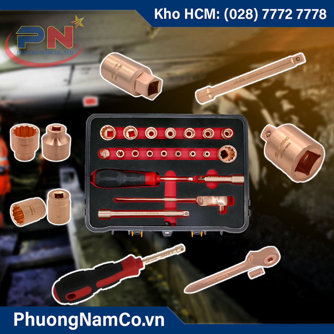 Bộ Đầu Khẩu Tuýp Chống Cháy Nổ 1/4'' * 3/8'' - Bộ 21 món