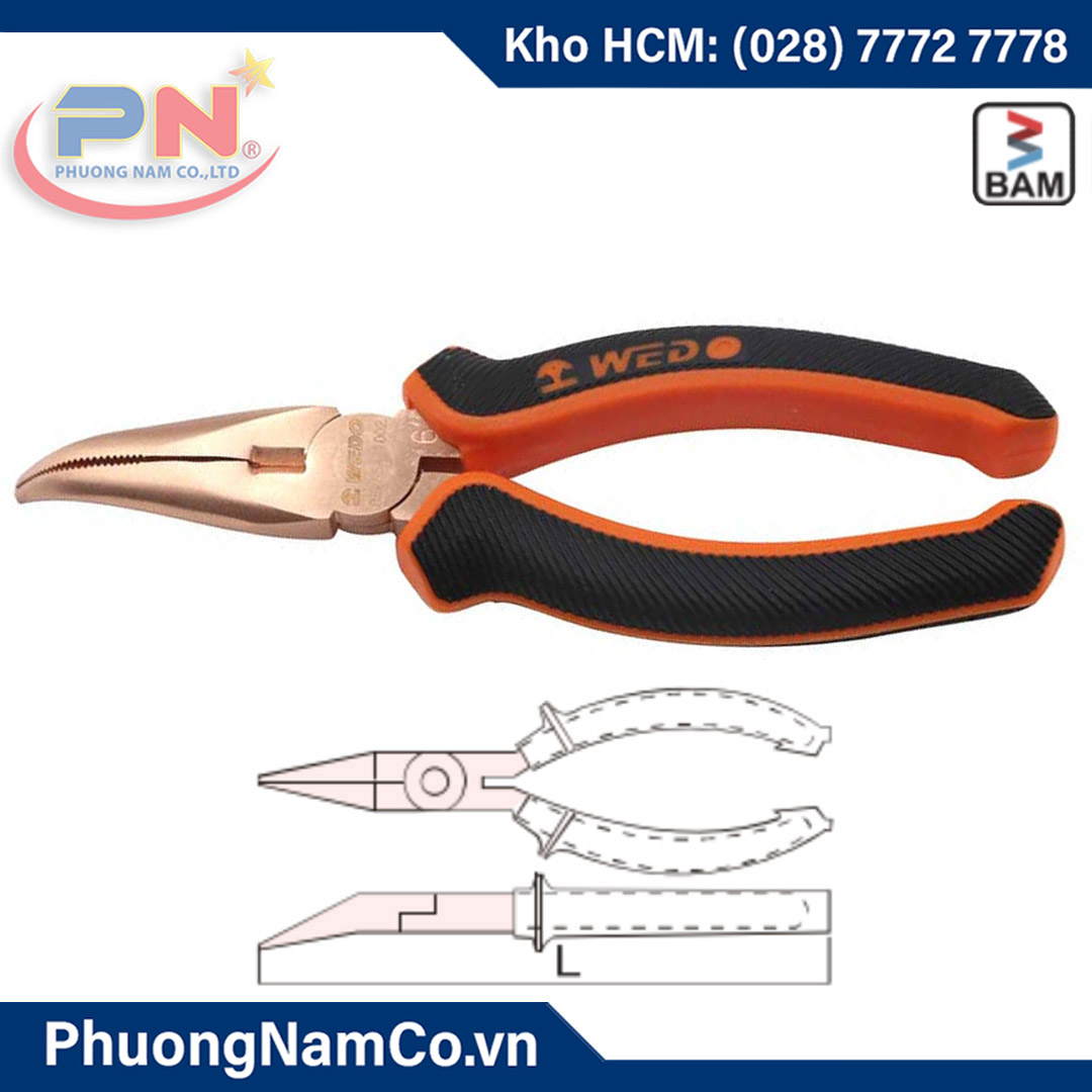 Kìm Mỏ Nhọn Đầu Cong 45 Độ Chống Cháy Nổ