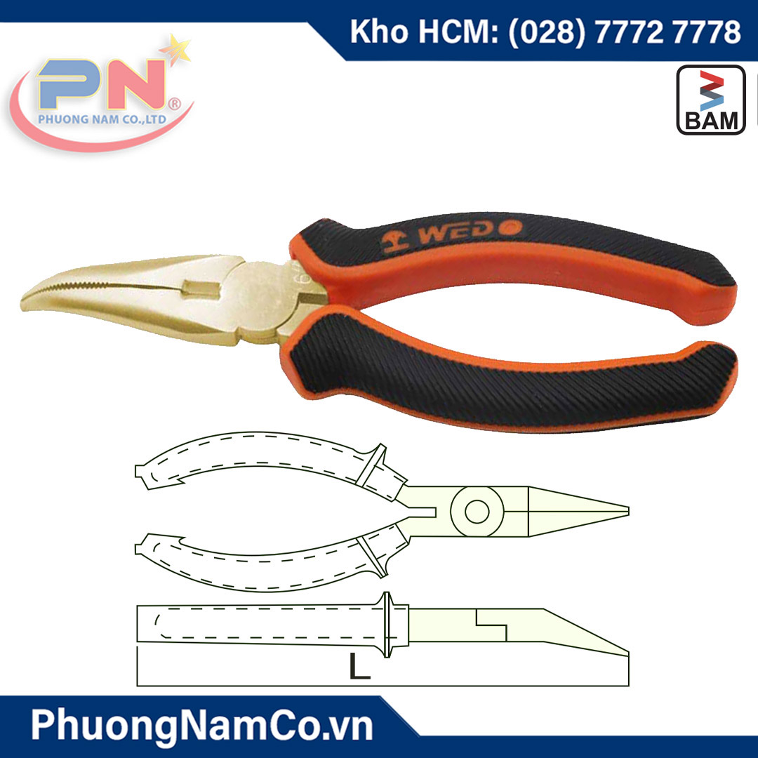 Kìm Mỏ Nhọn Đầu Cong 45 Độ Chống Cháy Nổ Al-Br