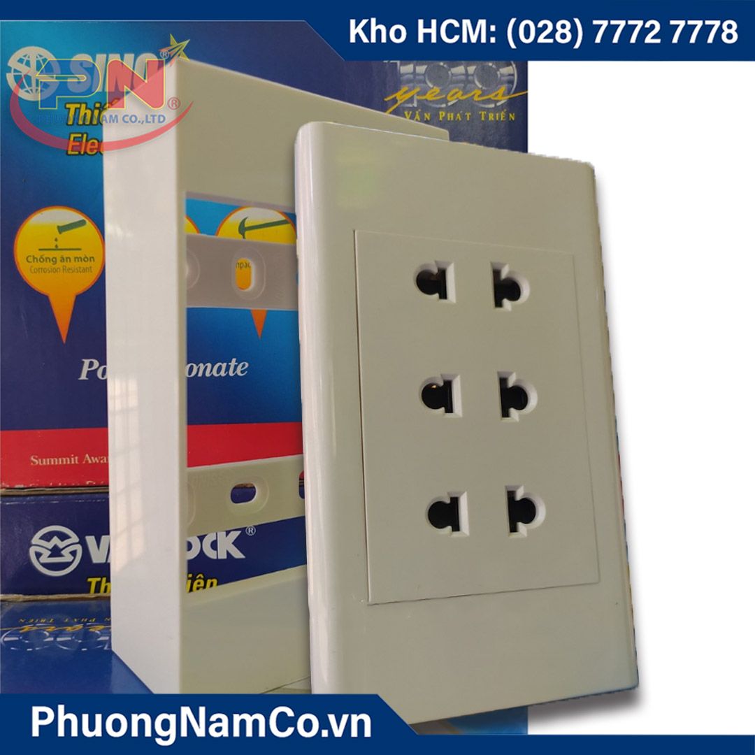 Ổ Cắm Âm Tường SINO 3 Lỗ