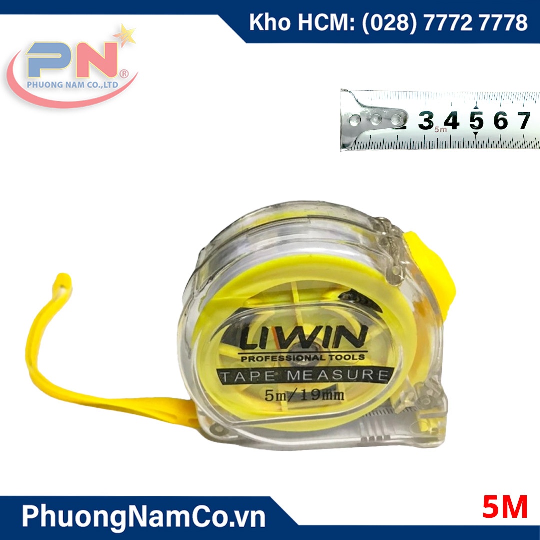 Thước Cuộn Thép 1 Mặt Nhựa Trong LIWIN 5M