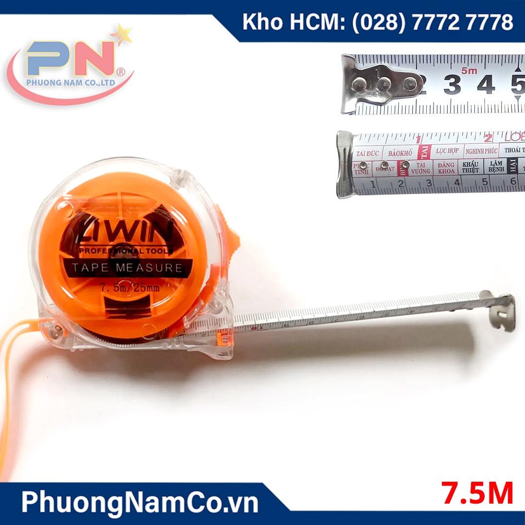 Thước Cuộn Thép 2 Mặt Nhựa Trong LIWIN 7.5m