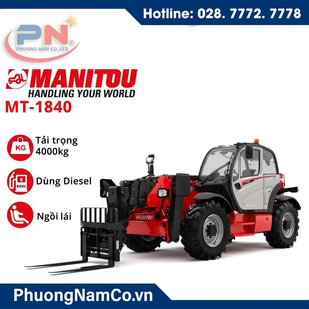 Cho Thuê Xe Nâng Đa Năng 4 Tấn MANITOU MT 1840