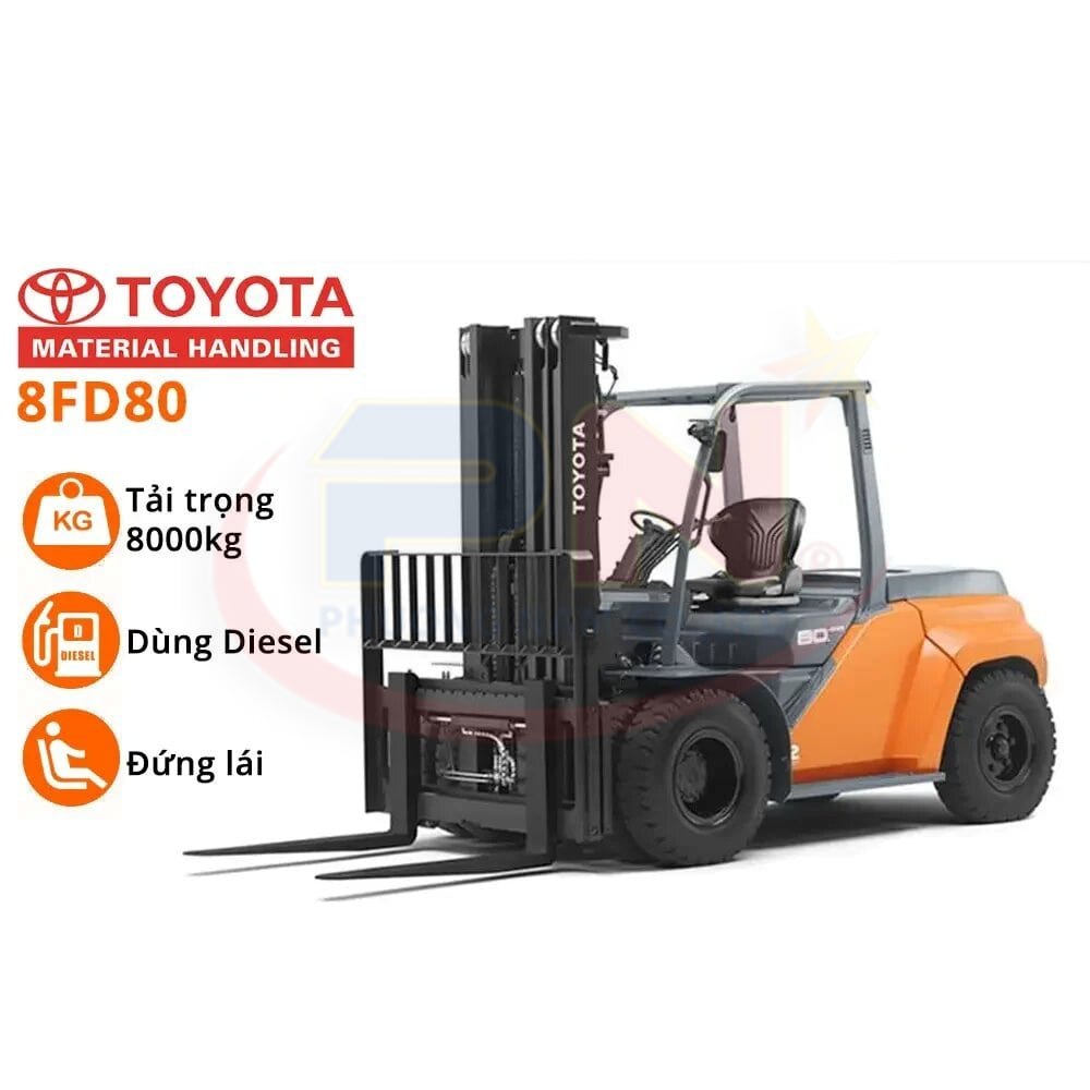 Cho Thuê Xe Nâng Hàng TOYOTA 8 Tấn 8FD80 - Diesel