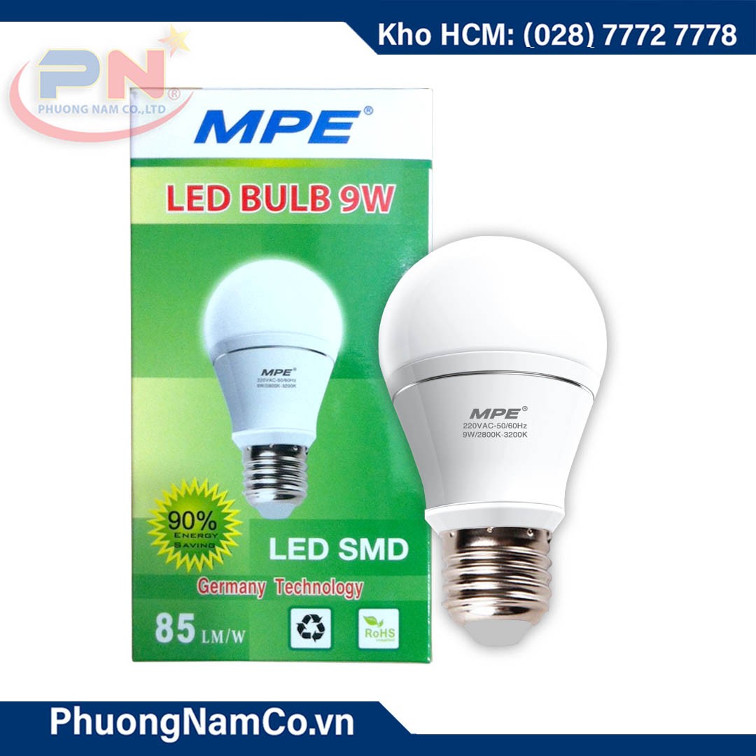 Bóng Đèn Led Bulb 9W MPE- Ánh Sáng Trắng