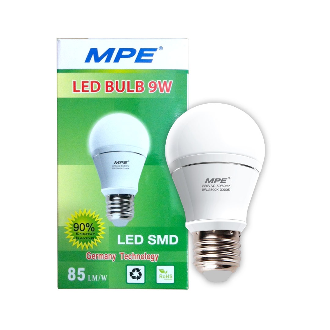 Bóng Đèn Led Bulb 9W MPE- Ánh Sáng Trắng